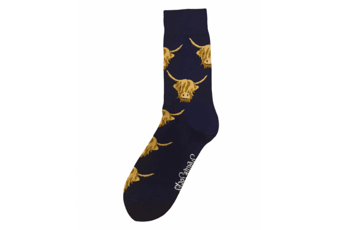 Shuttle Socks Navy Highland Cow Socks 